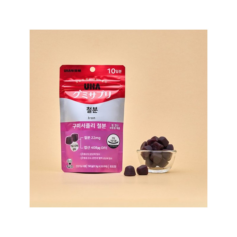 미카구토 구미서플리 철분 포도맛 50g(2.5gx20구미) Mikaguto Gummy Supplement Iron Grape