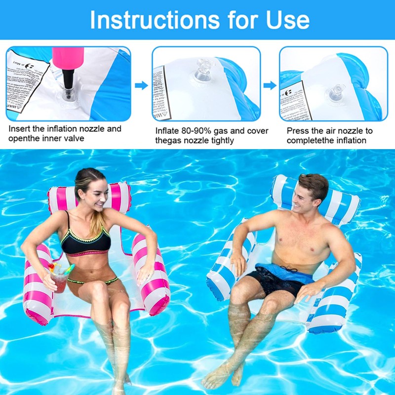 2Pack Inflatable Pool Floats Hammock,4 IN 1 Swimming Pool Float