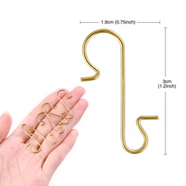 Melliex Pack of 120 Bauble Hangers, Christmas Tree Hooks, Gold, S Hooks, Small Ornament, Reusable