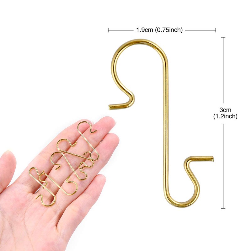 Melliex Pack of 120 Bauble Hangers, Christmas Tree Hooks, Gold,
