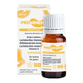 Prominent BB Probióticos para Bebé en Gotas con Vitamina D para Bebés a Partir de 6 Meses con Pipeta Dosificadora Frasco con 6ml