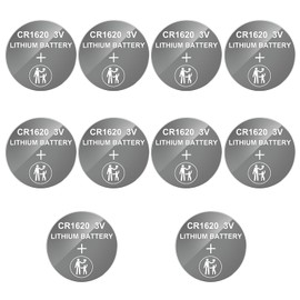 volkate CR1620 3V Lithium Battery, 10 Count Pack CR 1620 3 Volt Button Coin Cell Battery for Car Key Fobs, Keyless Remotes, Watches, Garage Door Openers, Remote Controls