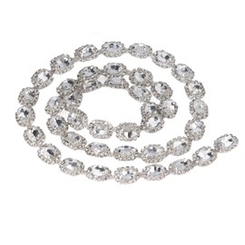 Tomotato Cadena de Adorno de Diamantes de Imitación de 1 Yarda, Aplique de Cadena de Diamantes de Imitación Brillante para Collar, Bolso, Boda, Fiestas, Ropa, Decoración Artesanal