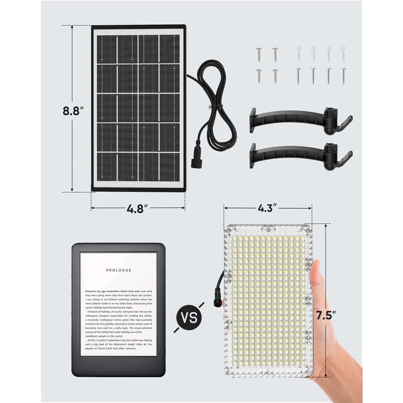 JACKYLED Solar Lights Outdoor 299 LED 1000 Lumens Bright Solar