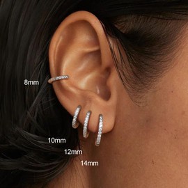 JeweBella G23 Titanium Earrings, Women, Men, Children, Medical Earrings, Hypoallergenic, Titanium Hoop Earrings, Helix Cartilage Piercing, Small Hoop Ears, 8/10/12/14 mm, Titanium