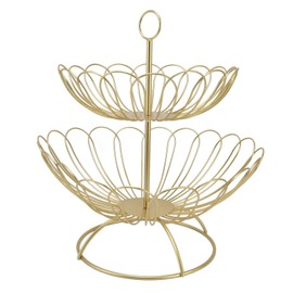 2 Tier Fruit Bowl Modern Nordic Design Geometric Detachable Gold Fruit Basket for Home Decoration