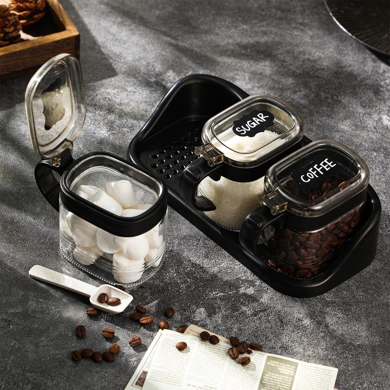 Suclain 3 Pcs Sugar Coffee Container Set 16 oz Glass
