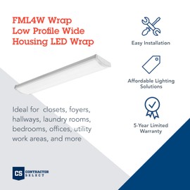 Lithonia Lighting 4-Foot FML4W 10-Inch Wide Housing 4000K Cool White LED Wraparound 5000LM with 0-10 Volt Dimming, White (FML4W 48 5000LM 840 ZT MVOLT)