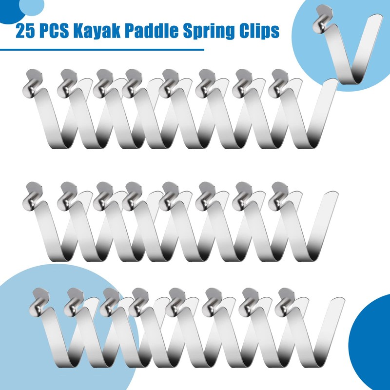 AuRiver 25 PCS Tent Pole Clips Stainless Steel Kayak Paddle