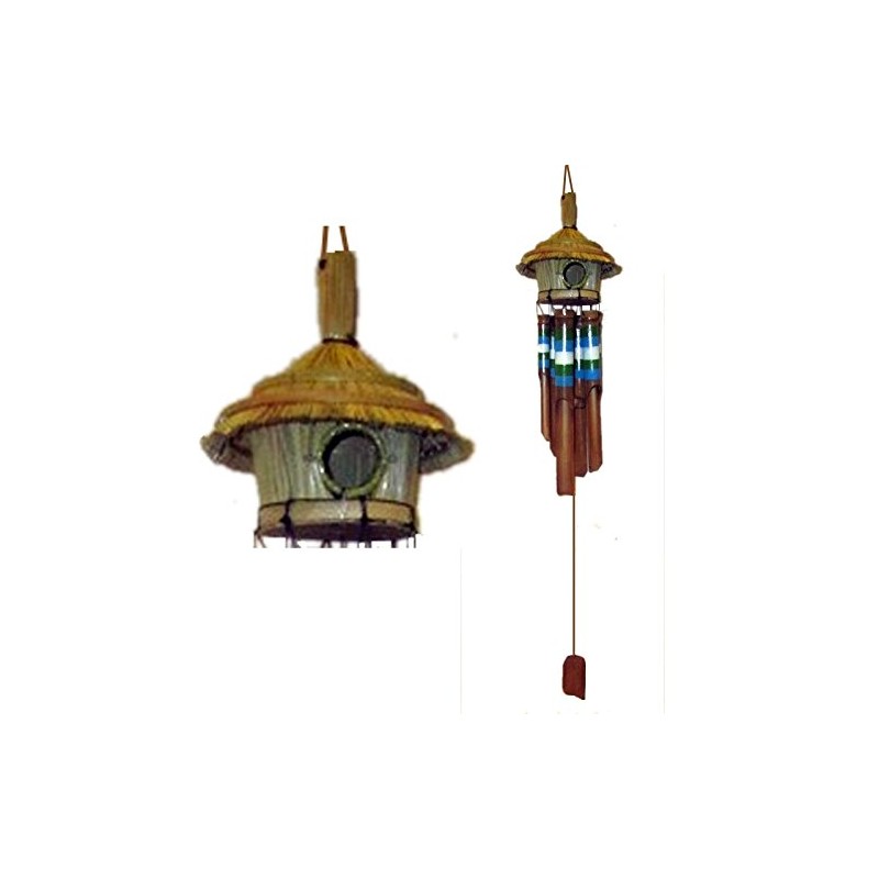 Chesapeake Bay 36" Bamboo Birdhouse Wind Chime with Blue, Green