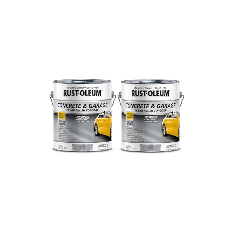 Rust-Oleum 320202-2PK Concrete & Garage Clear Finish Topcoat, Gallon, Gloss