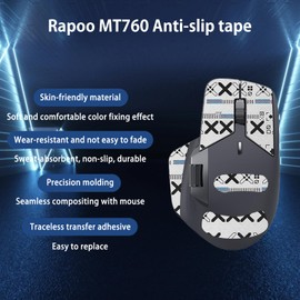 NOUKAJU Mouse Grip Tape Full Coverage for Rapoo MT760, Mouse Anti Slip Grip Tape,Self-Adhesive PreCut Sweat-Resistant Professional Mice Upgrade Kit(White)