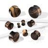 Pierced Owl Striped Ebony Wood Convex Saddle Plug Gauges, Sold