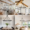Black Farmhouse Chandelier, 6-Light Wagon Wheel Chandelier with Adjustable Height,