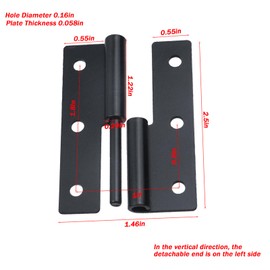 LC LICTOP Left Side Lift Off Small Hinge Iron Split Joint Detachable Flag Hinge Rising Butt Connector for Cabinet Door Wooden Box Jewelry Case 2.5in Black 4Pcs
