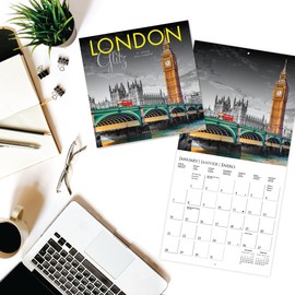 Graphique 2024 London Glitz Mini Wall Calendar | 7” x 7” | Thick Paper | Home & Office Organizer | Large Monthly Grid | 3 Languages & Marked Holidays | 4 Month Preview Page for 2025