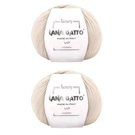 Cashmere and Extra-fine Merino Wool Knitting Balls, Lana Gatto VIP Line, 100 gr., 400 mt, (Cream, 2)
