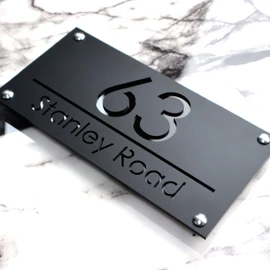 K SMART SIGN | LUXE H3 F31 | House Numbers Plaques House Numbers Door Signs House Number For Wall Name Plaques For Outside 3D Laser Cut acrylic Mirrored Marble (Matt Black & Gloss Black)