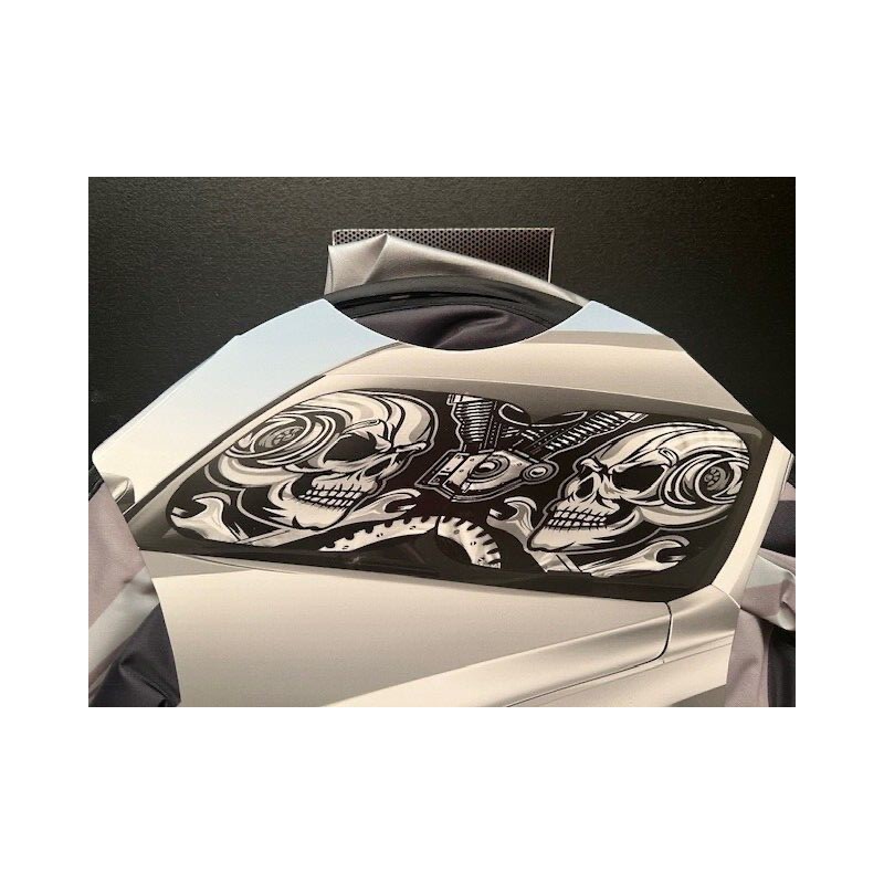 Auto Drive Universal Fit 2 Counts Windshield Sunshade Skull Twist