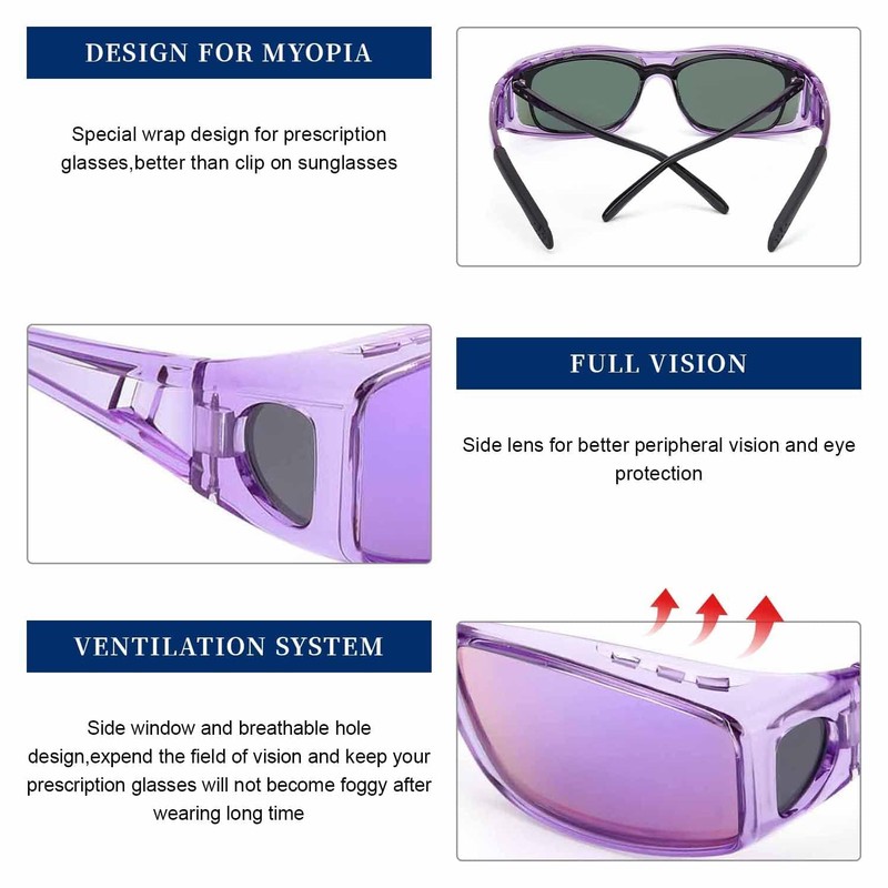 LVIOE Fit Over Glasses Sunglasses Wrap Around Polarized Sunglasses with