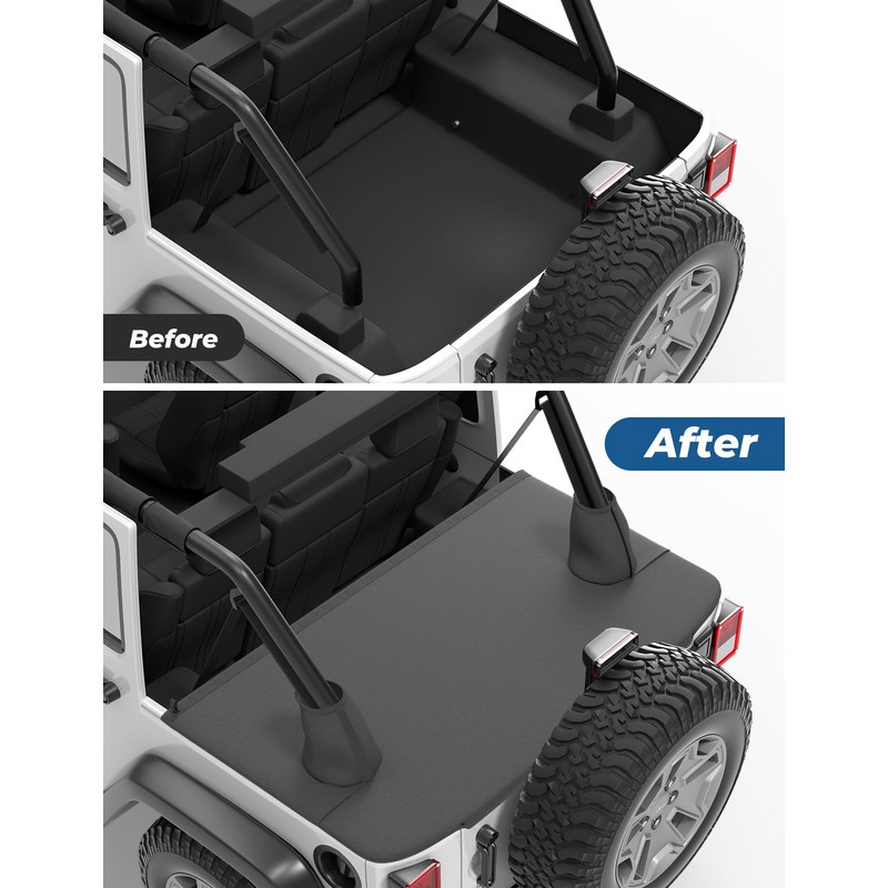 JOYTUTUS Tonneau Cover Compatible with Wrangler JK 4 Doors 2007-2018,