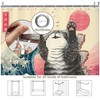 Glioown Funny Japanese Cat Shower Curtain 60Wx71L, Hilarious Cool Animal