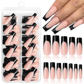 Lifextol 214PC French Tip Press on Nails Acrylic Nails Press ons for Women DIY at Home, 12 Sizes Press on Nails French Tip Nails Tips -E