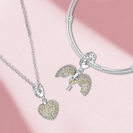 Annmors 925 Sterling Silver Birthstone Bead Charms for European Bracelets and Necklace Beads with 5A Cubic Zirconia, Christmas, Valentine's Day, Mother's Day, Gift Tag for Women and Girls, Sterling