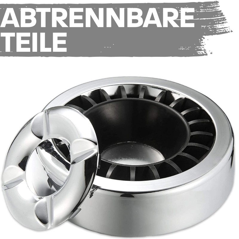 3 Glow Killer Ashtrays for Outdoor Use, Silver, Windproof, Dishwasher