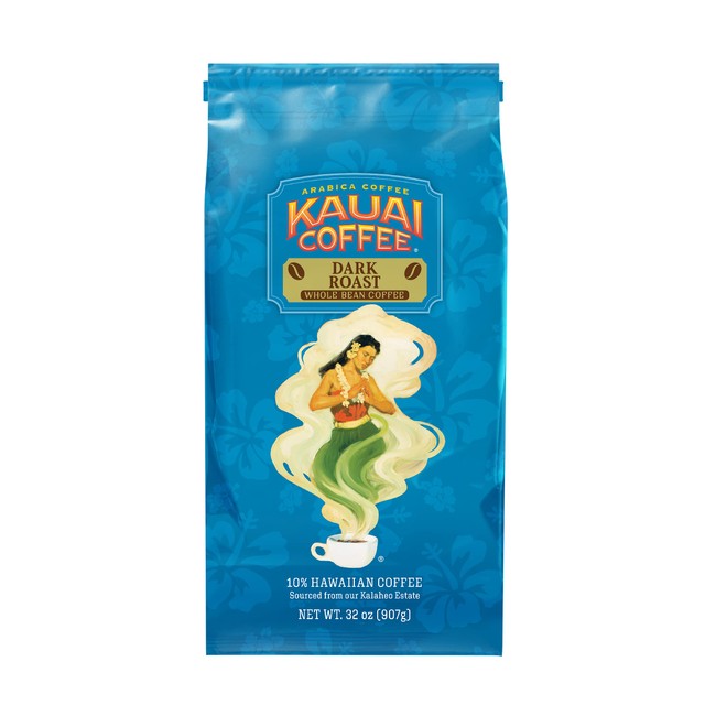 Kauai Whole Bean Coffee, Koloa Estate Dark Roast – 100% Premium Arabica Whole Bean Coffee from Hawaii’s Largest Grower - Bold, Rich Flavor with Nutty Notes and Sweet Chocolate Overtones (32 Ounces)