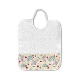 Panini Tessuti, Bib Holder Made of Pure Cotton Terry Cloth with Elastic Band for Feeding Lunch Snack in Nursery Size 28 x 33 cm Fancy Rabbit