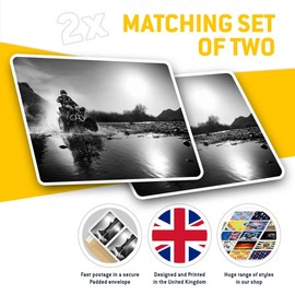 Rectangle Stickers(Set of 2) 7.5cm BW - ATV Quad Bike Motorbike Biker Fun Decals for Laptops,Tablets,Luggage,Scrap Booking,Fridges, #40789