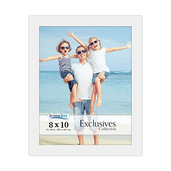 Icona Bay 10x8 Picture Frame (White, 1 Pack), Sturdy Wood