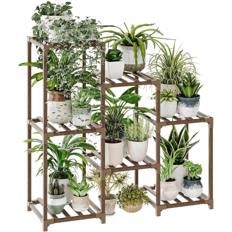 Bamworld Plant Stand Indoor Plant Shelf Outdoor Wood