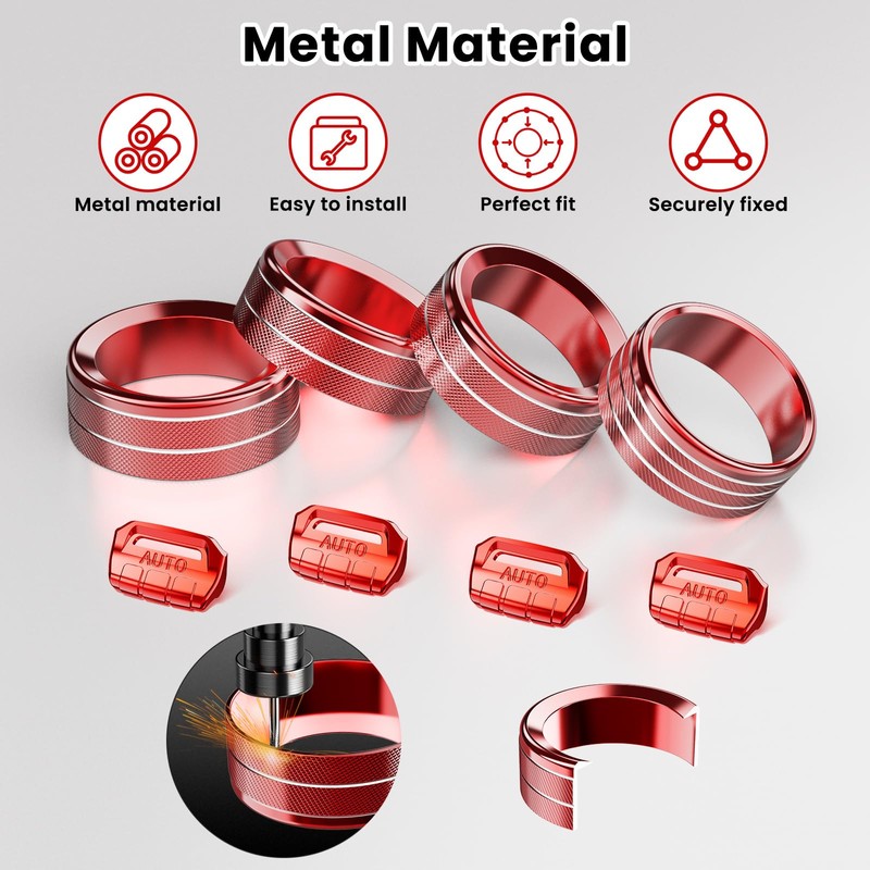 DIAMOOKY 8PCS Metal Button Knob Cover for Jeep Wrangler JL