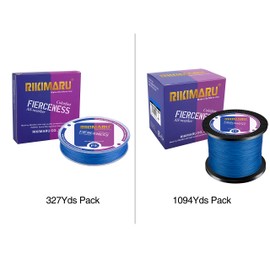 RIKIMARU Braided Fishing Line Abrasion Resistant Superline Zero Stretch&Low Memory Extra Thin Diameter Blue 327Yds,150LB