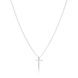 Molly Brown London Sterling Silver Faith Rounded Communion Cross Adjustable Necklace for Girls. Ideal for Christening, Holy Communion, Birthday Gifts
