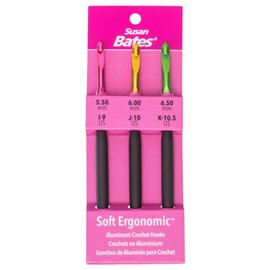 Susan Bates Crochet Hook Set SZ I9-K105, Sizes I9/5.5mm, J10/6mm, and K10.5/6.5mm