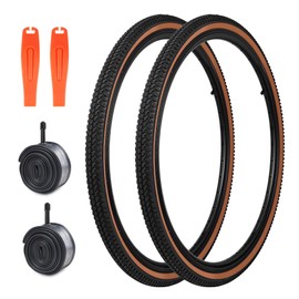 MAKELEN 2 Pack 26x1.5 Bike Tire with Tubes City Bike Tire Mountain Bike Vintage Bicycle Tire Compatible Replacement Bicycle Tire (Brwon Side (2 Tires & 2 Tubes), 26x1.5)
