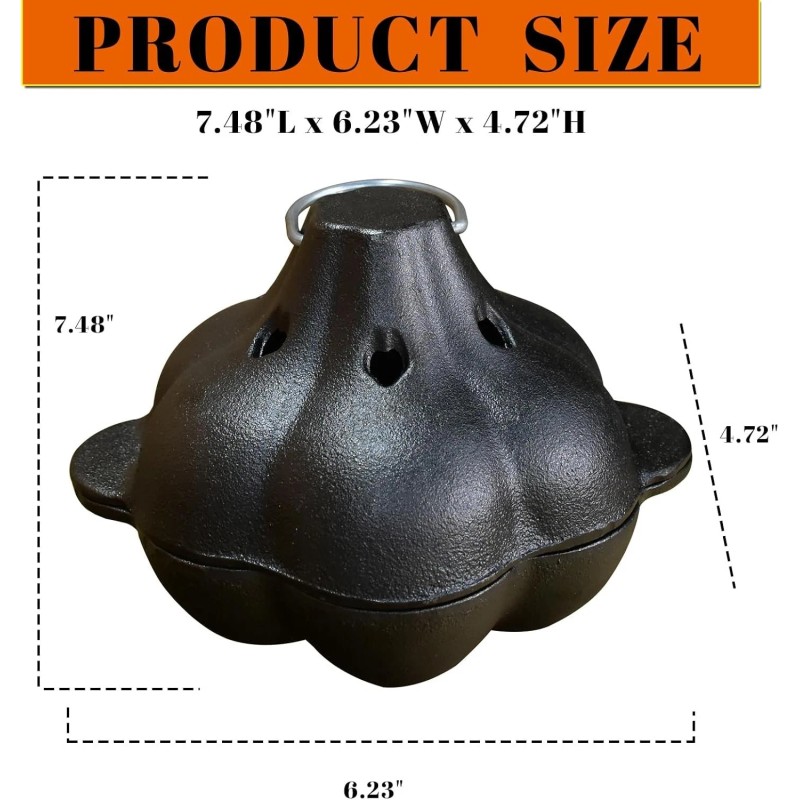 AOKDEER Pre-Seasoned Cast Iron Garlic Roaster Dutch Oven Baker for