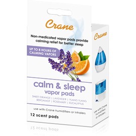 Crane Lavender Universal Vapor Pads, for Use Droplets, Corded Inhaler, Warm Mist Humidifier, Orange, Lavender Orange 12 Count (Pack of 1)