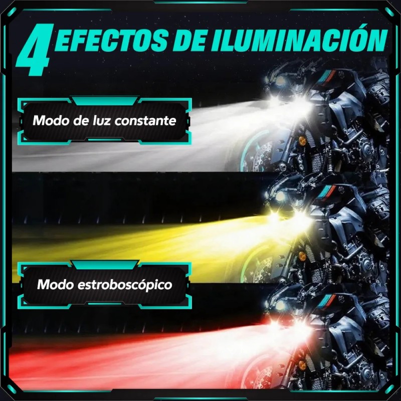 2 Faros Luces Led Auxiliares 4 Modos Lupa Para Moto