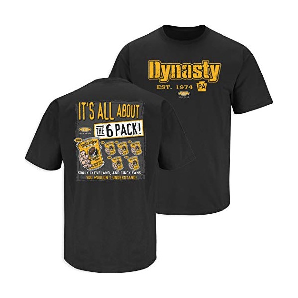 Pittsburgh Football Fans. Dynasty EST. 1974 Black T-Shirt (Sm-5X) (Short Sleeve, Large)