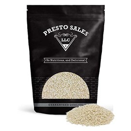 Sesame Seeds, Hulled, Blanched, Delectable, Yummy, Rich, Flavorful, Delicious, Nutty Flavor, Super Baking Useful, High Nutrition, Packed in a 2 lbs. (32 oz.) resealable pouch bag by Presto Sales LLC