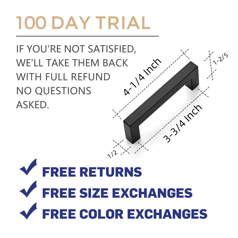 Ravinte 5 Pack 3-3/4 Inch Kitchen Square Cabinet Handles Matte