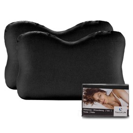 Cushion Cover Black Double Pack for Re-Charge & Recovery Pillow, Cotton (Double Jersey), Non-Iron and Tumble Dryer-safe, Cushion Covers Set of 2 with Zip, Oeko-Tex Certified
