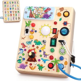 Busy Board,Montessori Toys for 1-3 Years Old, Wooden Toddler Toys, Sensory Travel Toys, Ideal Gift for 1+ Year Old Boys (Busy Board Plus V2):_Unicorn Busy Board Plus V2