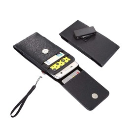 DFV mobile - Magnetic Leather Card Holder Case Belt Clip Rotary 360 for Kruger & MATZ Flow 6 Lite (2018) - Black