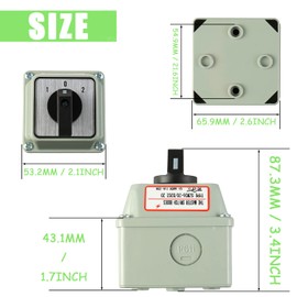 SIGANDG Universal Rotary Switch SZW26-20/D202.2D with Main Switch Outer Box LW28-20/4, 660V, 20A, ON-OFF-ON 3 Positions, 2 Phases, 8 Terminals