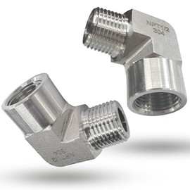 2 piezas de codo de calle de 90 grados, adaptador de codo de calle forjado de acero inoxidable 304, conexión de tubería de alta resistencia 5800PSI 1/